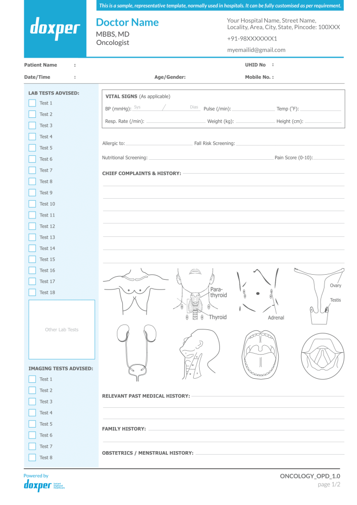 Doxper Oncology Sample Template Carousel