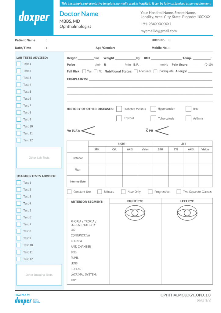 Doxper Ophthalmology Sample Template Carousel